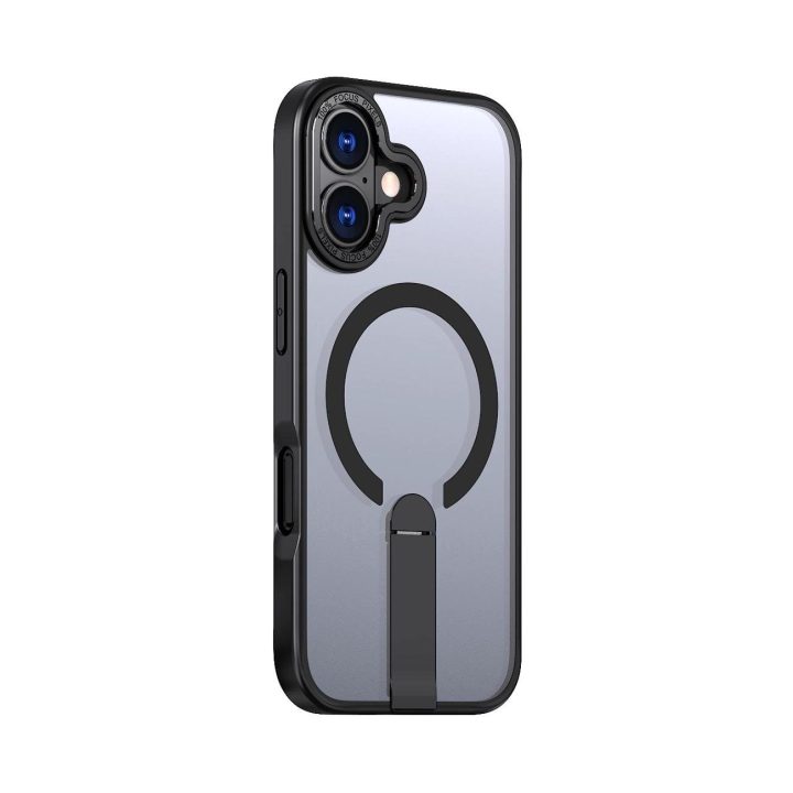 Dėklas iPhone 17 juodas su atrama ir MagSafe palaikymu Hybrid Armor X