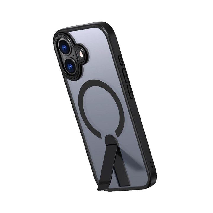 Dėklas iPhone 17 juodas su atrama ir MagSafe palaikymu Hybrid Armor X