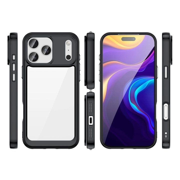 Dėklas telefonui juodas permatomas atsparus smūgiams iPhone 17 Pro Outer Space