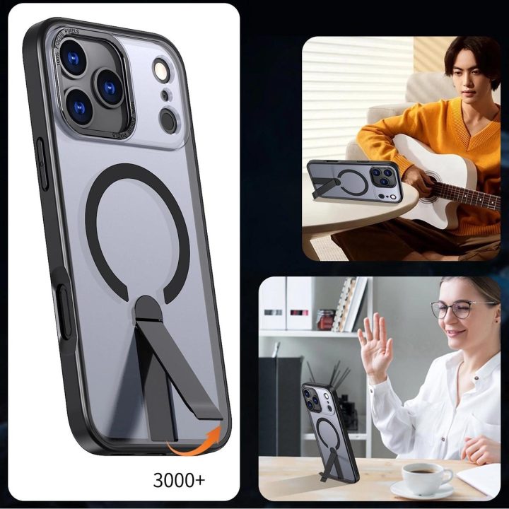 Dėklas juodas su atrama ir MagSafe iPhone 17 Pro Hybrid Armor X