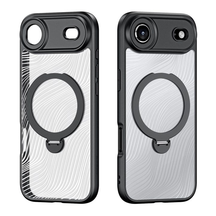 Dėklas telefonui juodas su magnetiniu žiedu ir stovu iPhone 17 Air Aimo