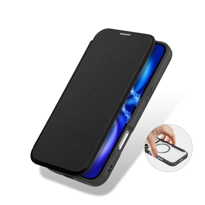 Dėklas telefonui juodas su kortelių skyriumi ir MagSafe Skin X Pro iPhone 17 Pro