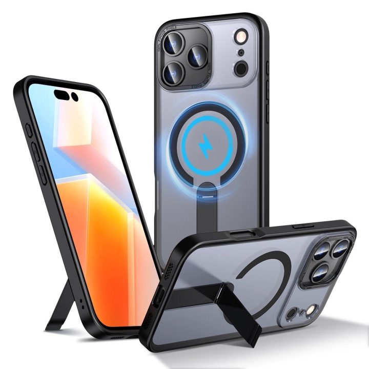 Dėklas juodas su stovu ir MagSafe iPhone 17 Pro Max Hybrid Armor X