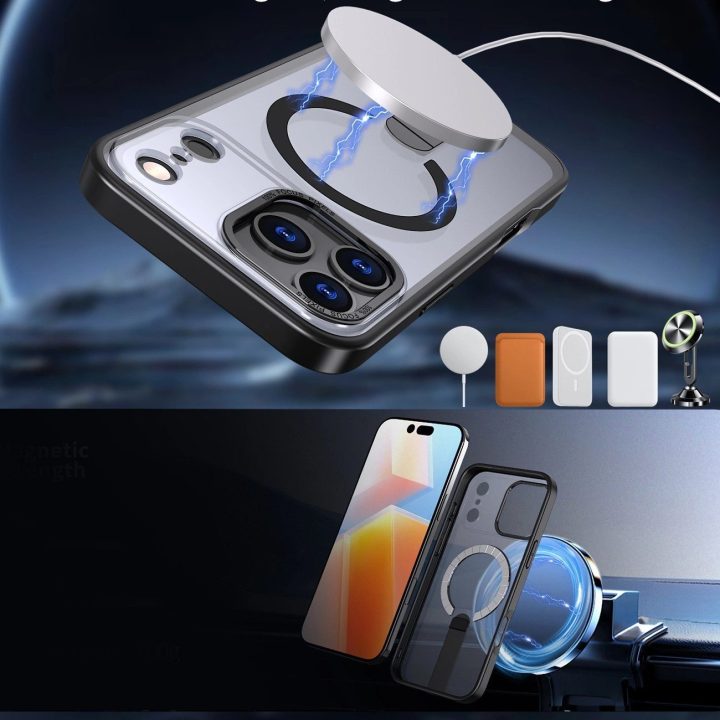 Dėklas juodas su stovu ir MagSafe iPhone 17 Pro Max Hybrid Armor X