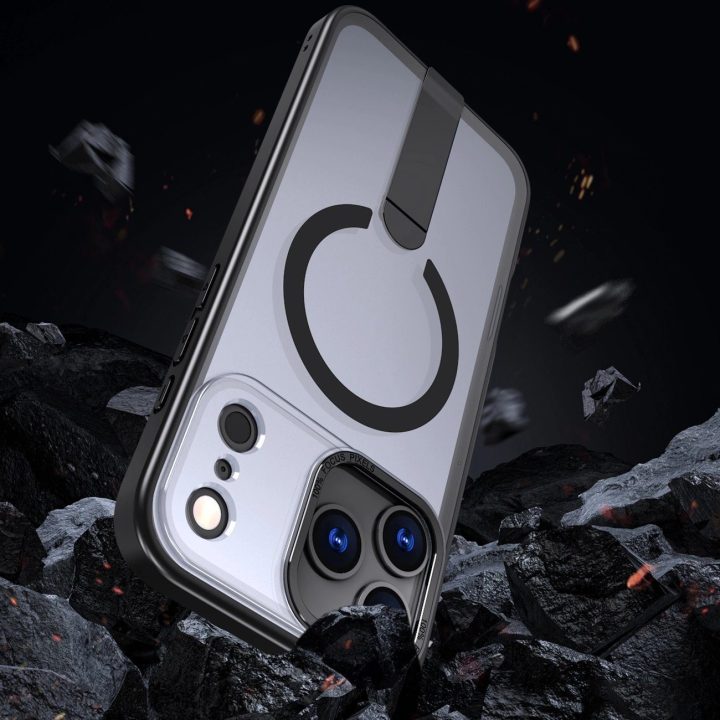 Dėklas juodas su stovu ir MagSafe iPhone 17 Pro Max Hybrid Armor X