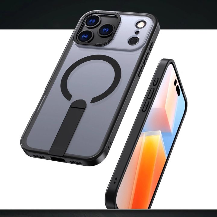 Dėklas juodas su stovu ir MagSafe iPhone 17 Pro Max Hybrid Armor X