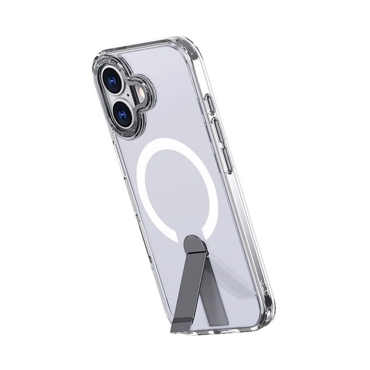 Dėklas iPhone 17 skaidrus su atrama ir MagSafe palaikymu Hybrid Armor X