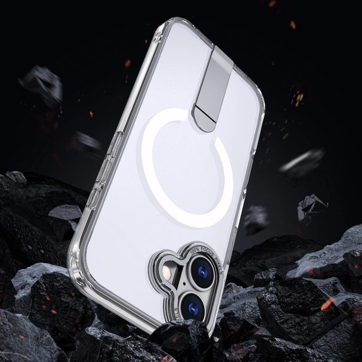 Dėklas iPhone 17 skaidrus su atrama ir MagSafe palaikymu Hybrid Armor X