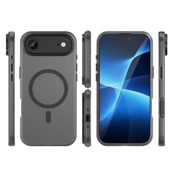 Dėklas juodas matinis su MagSafe iPhone 17 Air telefonui Magnetic Abrasive