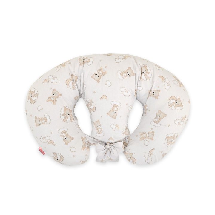 Dvynių žindymo pagalvė su meškučiais, nuimama, laisvų rankų maitinimui