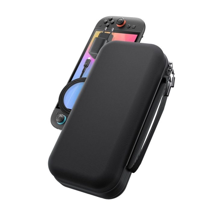 Dėklas žaidimų konsolei juodas kietu korpusu Nintendo Switch 2 AmazingThing