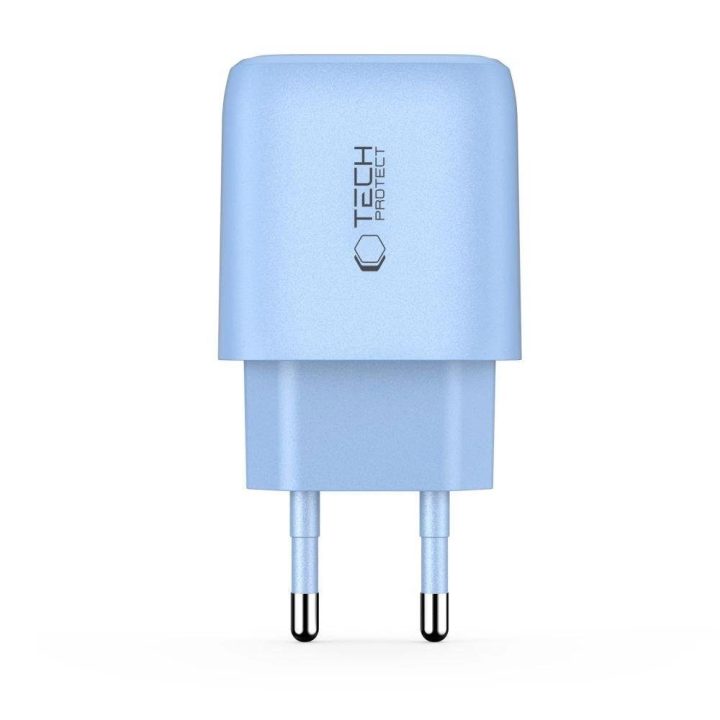 Kroviklis mėlynas su USB-C ir USB-A lizdais 20W greitam įkrovimui