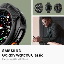 Dėklas laikrodžiui juodas silikoninis apsauginis Samsung Galaxy Watch 8 Classic 46mm Spigen