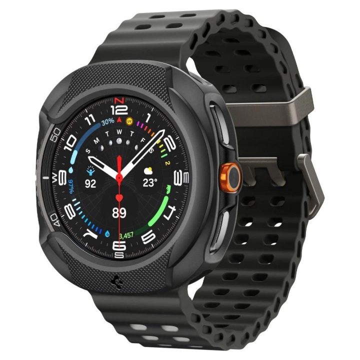 Dėklas laikrodžiui juodas silikoninis apsauginis Samsung Galaxy Watch 8 Classic 46mm Spigen