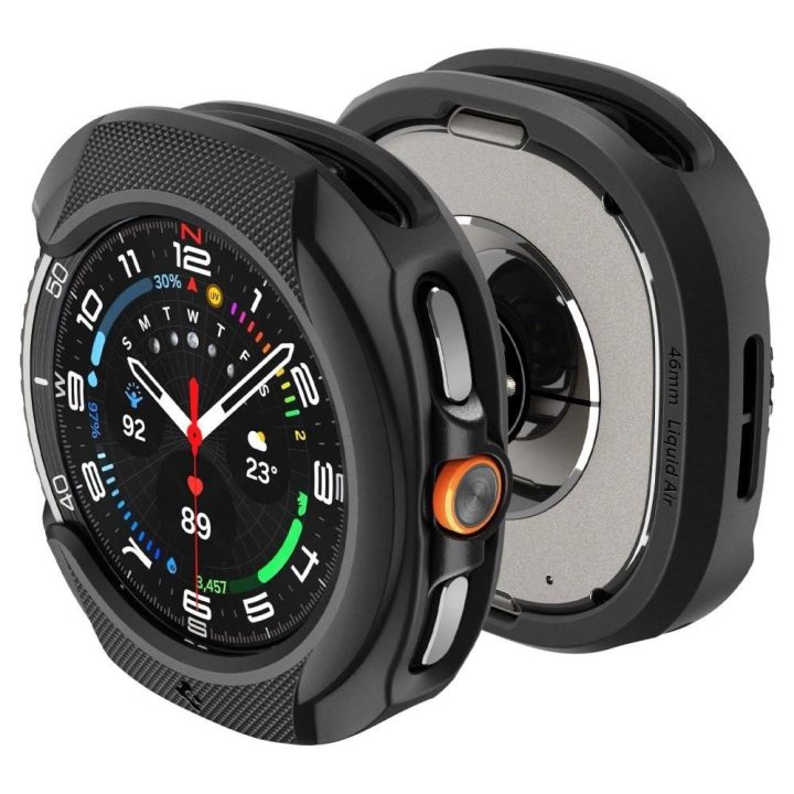 Dėklas laikrodžiui juodas silikoninis apsauginis Samsung Galaxy Watch 8 Classic 46mm Spigen