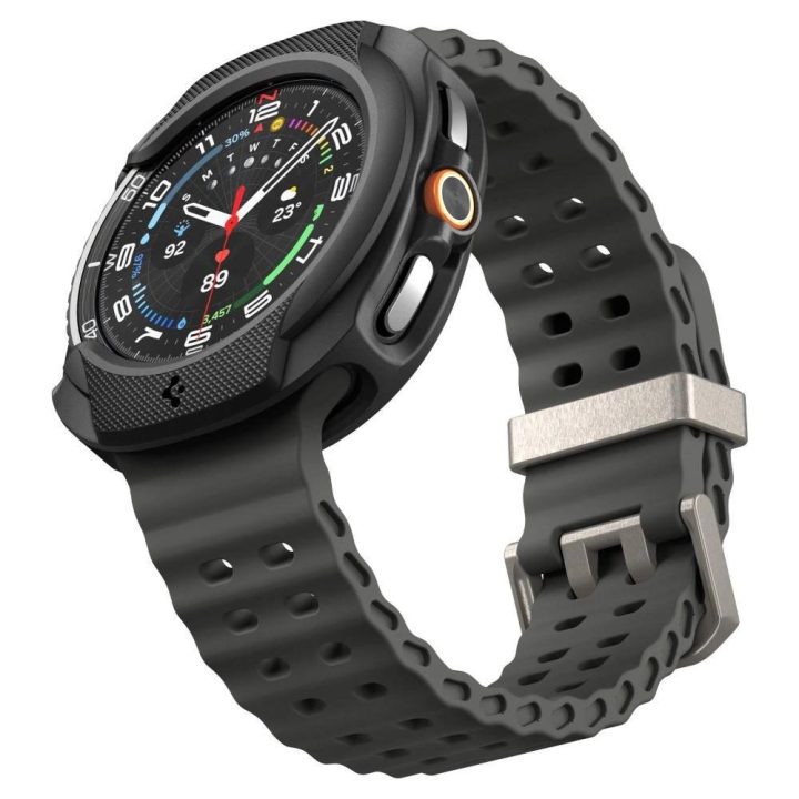 Dėklas laikrodžiui juodas silikoninis apsauginis Samsung Galaxy Watch 8 Classic 46mm Spigen