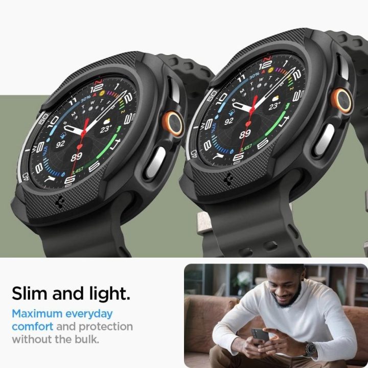 Dėklas laikrodžiui juodas silikoninis apsauginis Samsung Galaxy Watch 8 Classic 46mm Spigen