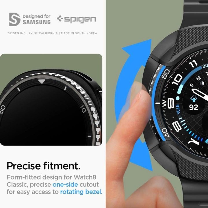 Dėklas laikrodžiui juodas silikoninis apsauginis Samsung Galaxy Watch 8 Classic 46mm Spigen