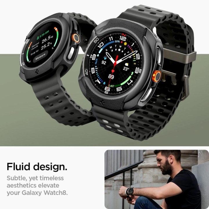 Dėklas laikrodžiui juodas silikoninis apsauginis Samsung Galaxy Watch 8 Classic 46mm Spigen