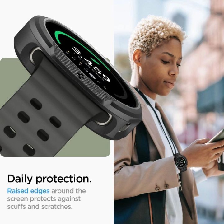 Dėklas laikrodžiui juodas silikoninis apsauginis Samsung Galaxy Watch 8 Classic 46mm Spigen