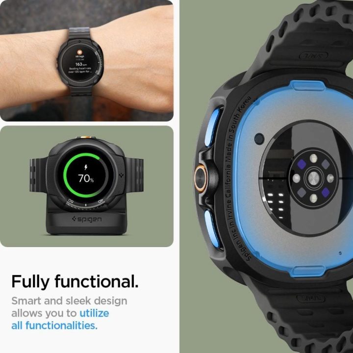 Dėklas laikrodžiui juodas silikoninis apsauginis Samsung Galaxy Watch 8 Classic 46mm Spigen