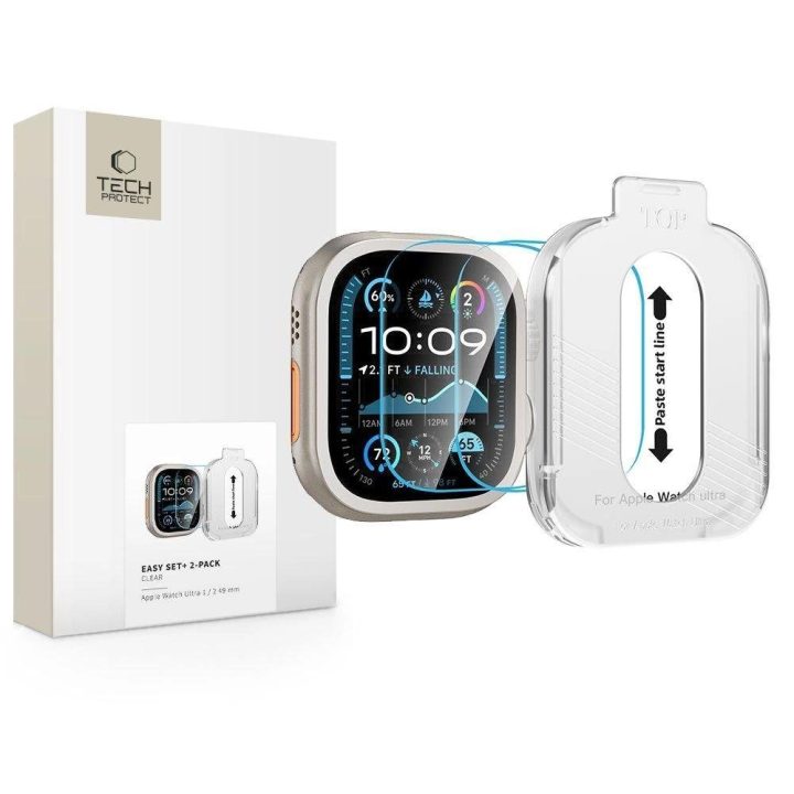 Grūdintas stiklas laikrodžiui Apple Watch Ultra 49mm, skaidrus, 2 vnt.,