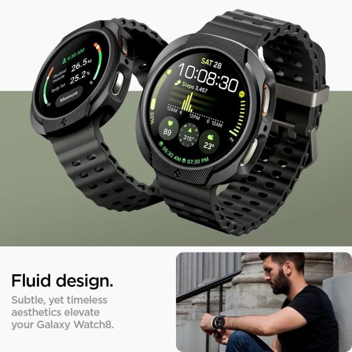 Dėklas laikrodžiui juodas silikoninis apsauginis Samsung Galaxy Watch 8 40mm Spigen