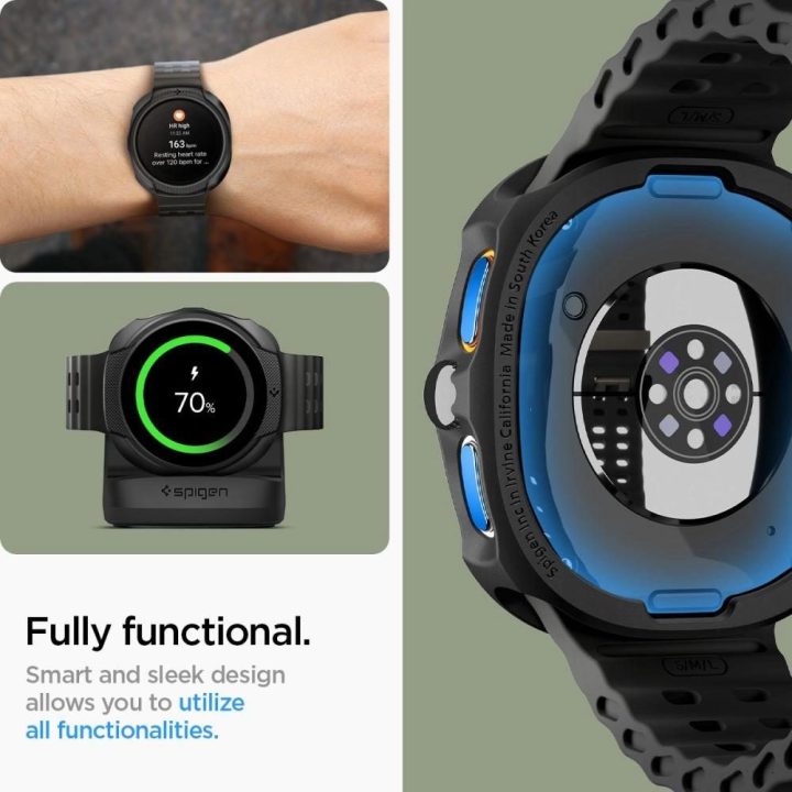 Dėklas laikrodžiui juodas silikoninis apsauginis Samsung Galaxy Watch 8 40mm Spigen
