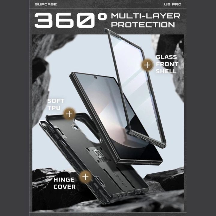 Dėklas telefonui juodas atsparus smūgiams Samsung Galaxy Z Fold 7 Supcase