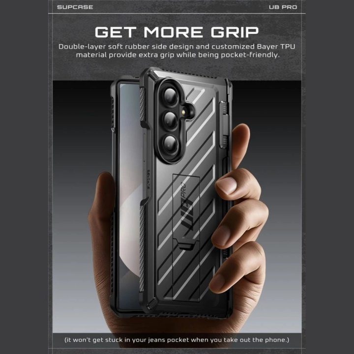 Dėklas telefonui juodas atsparus smūgiams Samsung Galaxy Z Fold 7 Supcase