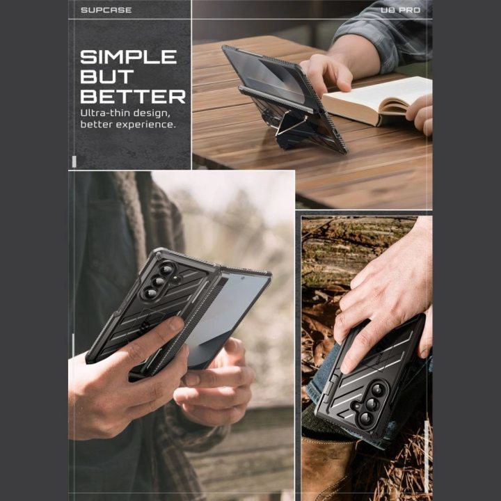 Dėklas telefonui juodas atsparus smūgiams Samsung Galaxy Z Fold 7 Supcase