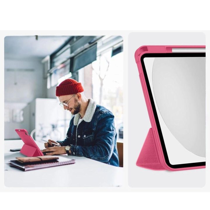 Dėklas planšetei rožinis su atrama ir pieštuko laikikliu iPad