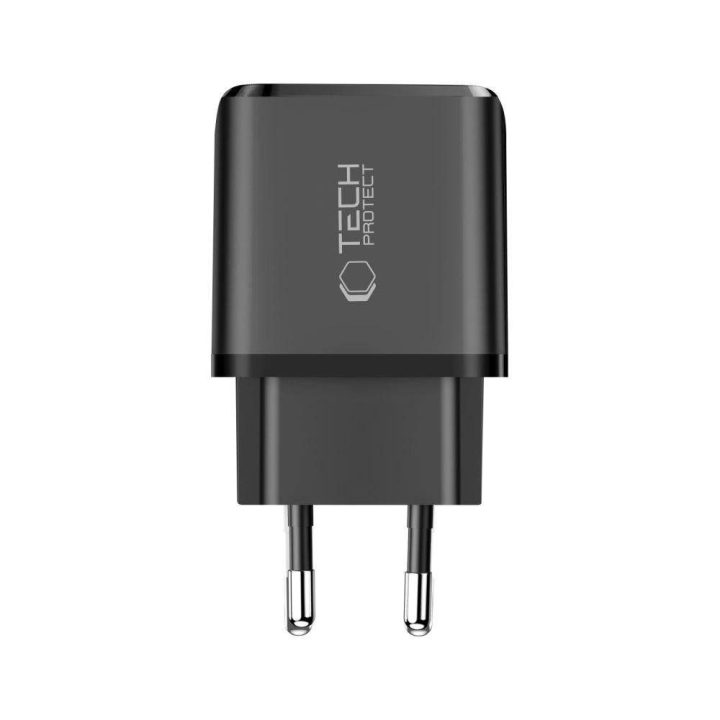 Sieninis įkroviklis juodas su USB-A / USB-C greitu įkrovimu 30W