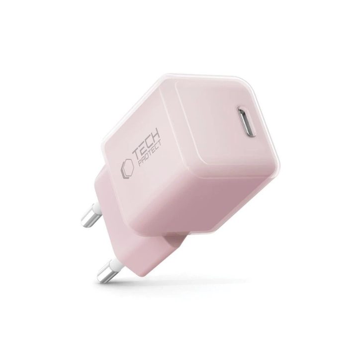 Sieninis įkroviklis USB-C rožinis 25W greitam įkrovimui