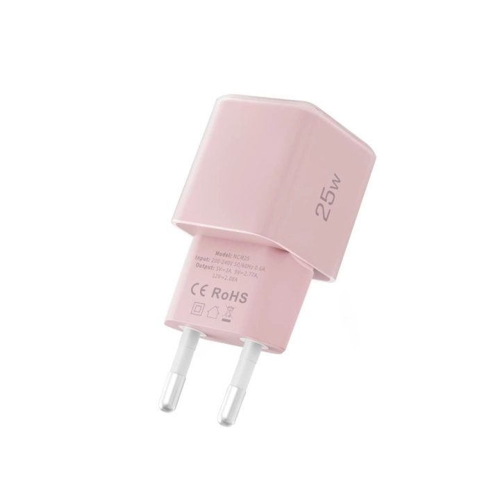 Sieninis įkroviklis USB-C rožinis 25W greitam įkrovimui