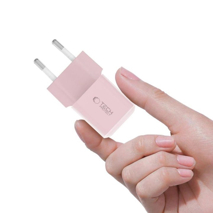 Sieninis įkroviklis USB-C rožinis 25W greitam įkrovimui