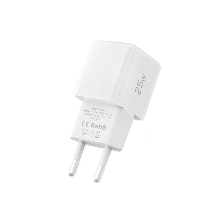 Sieninis įkroviklis USB-C baltas 25W greitam įkrovimui
