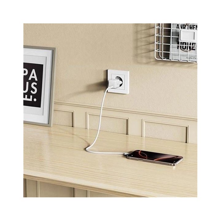 Sieninis įkroviklis USB-C baltas 25W greitam įkrovimui