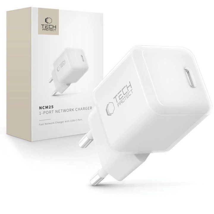 Sieninis įkroviklis USB-C baltas 25W greitam įkrovimui