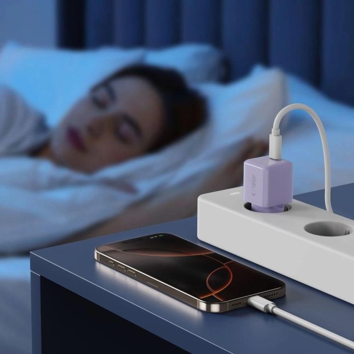 Kroviklis USB-C 25W violetinis greito įkrovimo