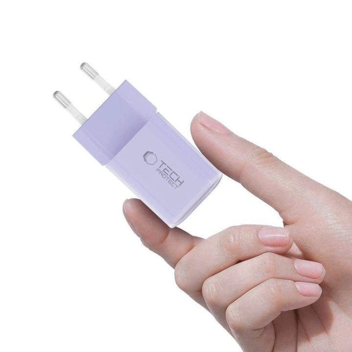 Sieninis įkroviklis violetinis su USB-C greitu įkrovimu 33W