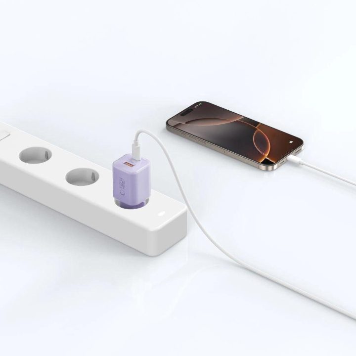 Sieninis įkroviklis violetinis su USB-C greitu įkrovimu 33W