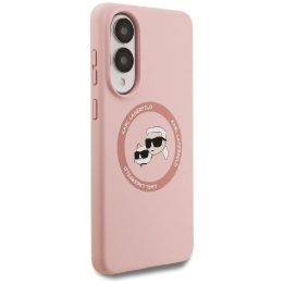 Dėklas telefonui rožinis silikoninis su MagSafe Samsung Galaxy S25 Karl Lagerfeld