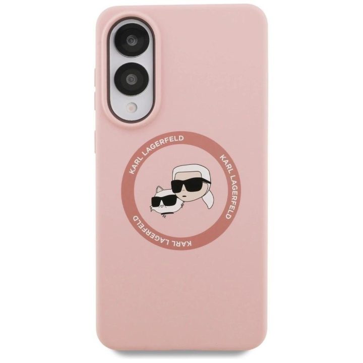 Dėklas telefonui rožinis silikoninis su MagSafe Samsung Galaxy S25 Karl Lagerfeld