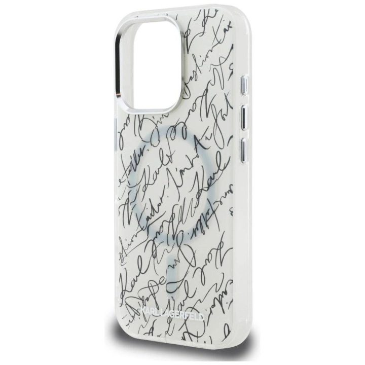 Dėklas telefonui baltas su MagSafe funkcija iPhone 16 Pro Karl Lagerfeld