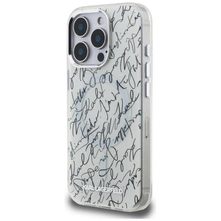 Dėklas telefonui baltas su MagSafe funkcija iPhone 16 Pro Karl Lagerfeld