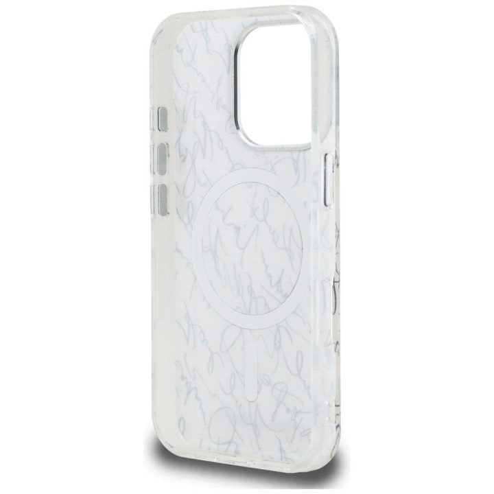 Dėklas telefonui baltas su MagSafe funkcija iPhone 16 Pro Max Karl Lagerfeld