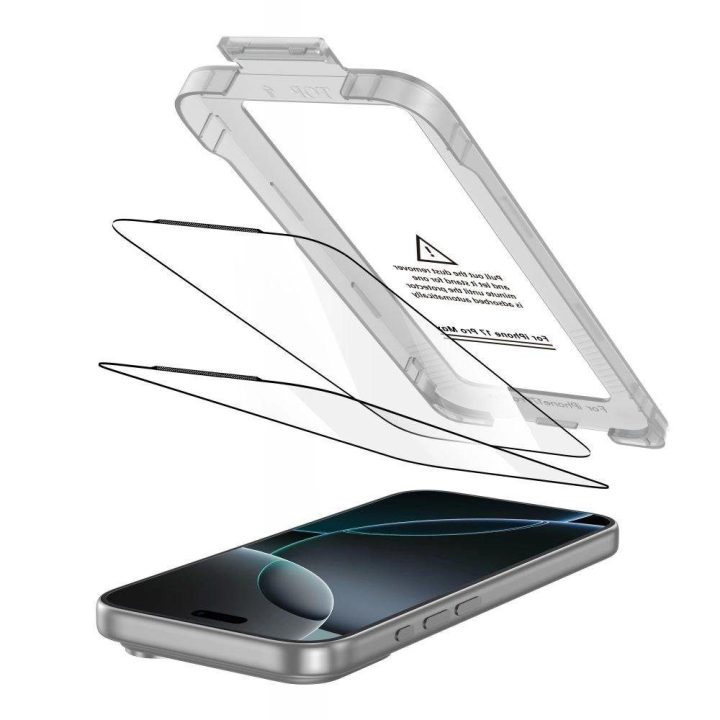 Grūdintas stiklas juodas iPhone 17 Pro Max ekranui 2 vnt.