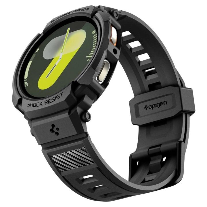 Dirželis laikrodžiui juodas silikoninis atsparus smūgiams Samsung Galaxy Watch 8 Spigen