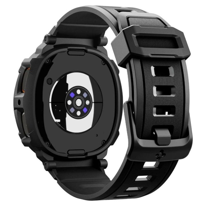 Dirželis laikrodžiui juodas silikoninis atsparus smūgiams Samsung Galaxy Watch 8 Spigen